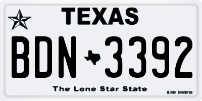 TX license plate BDN3392