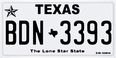 TX license plate BDN3393