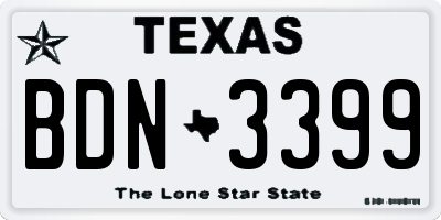 TX license plate BDN3399