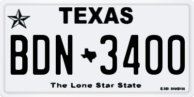 TX license plate BDN3400
