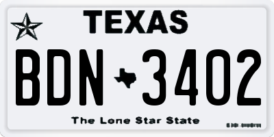 TX license plate BDN3402