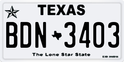 TX license plate BDN3403