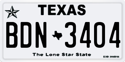 TX license plate BDN3404