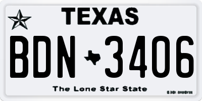 TX license plate BDN3406