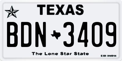 TX license plate BDN3409