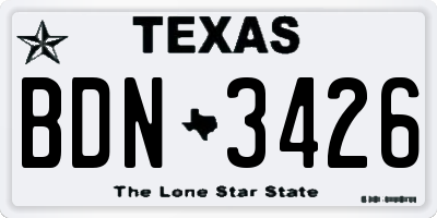 TX license plate BDN3426
