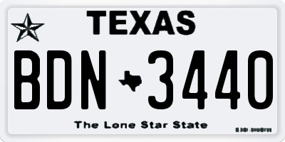 TX license plate BDN3440