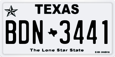 TX license plate BDN3441