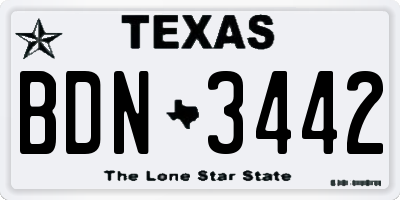 TX license plate BDN3442