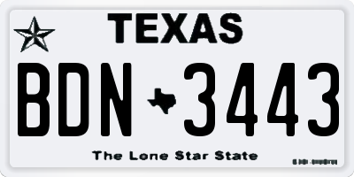 TX license plate BDN3443