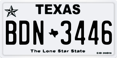 TX license plate BDN3446