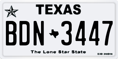 TX license plate BDN3447