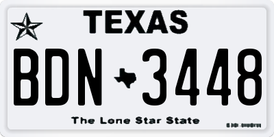 TX license plate BDN3448