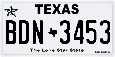 TX license plate BDN3453