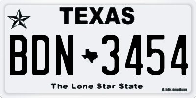 TX license plate BDN3454