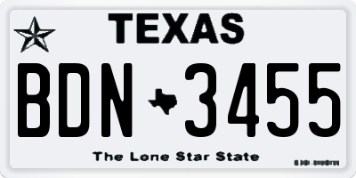 TX license plate BDN3455