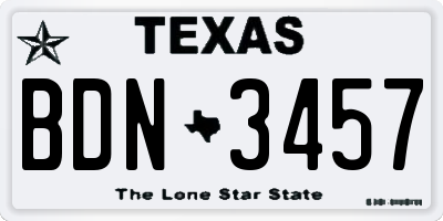 TX license plate BDN3457