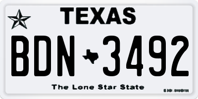TX license plate BDN3492