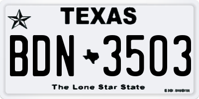 TX license plate BDN3503
