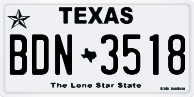 TX license plate BDN3518