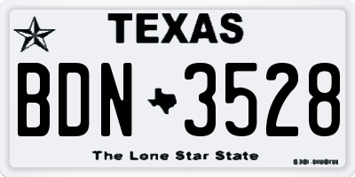 TX license plate BDN3528