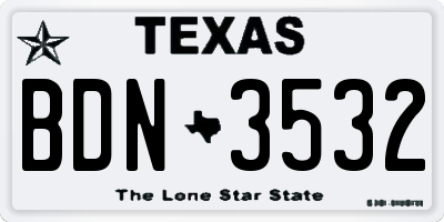 TX license plate BDN3532