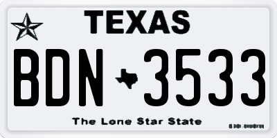 TX license plate BDN3533