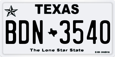 TX license plate BDN3540