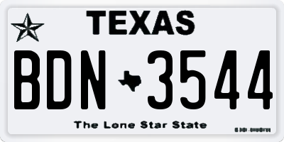 TX license plate BDN3544