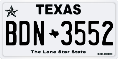 TX license plate BDN3552
