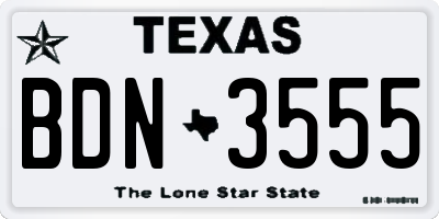 TX license plate BDN3555