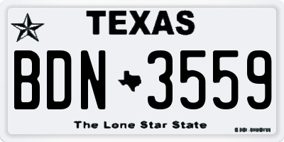 TX license plate BDN3559