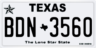 TX license plate BDN3560