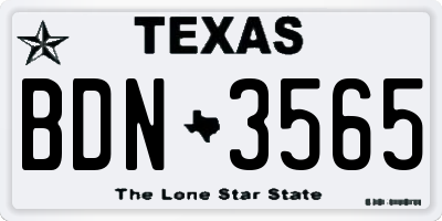 TX license plate BDN3565