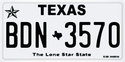 TX license plate BDN3570
