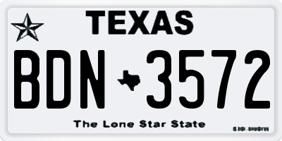 TX license plate BDN3572