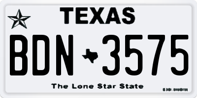 TX license plate BDN3575