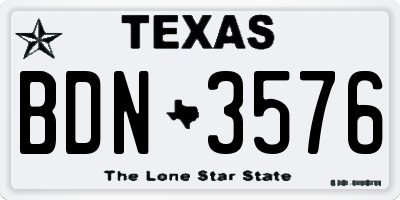 TX license plate BDN3576