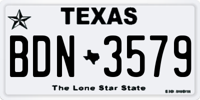 TX license plate BDN3579