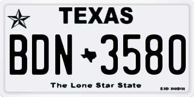 TX license plate BDN3580