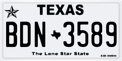 TX license plate BDN3589
