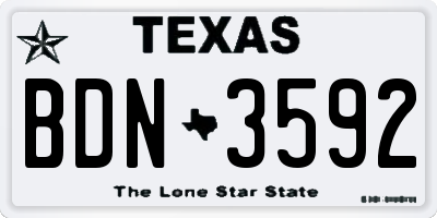 TX license plate BDN3592
