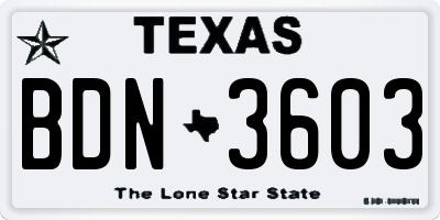TX license plate BDN3603