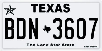 TX license plate BDN3607