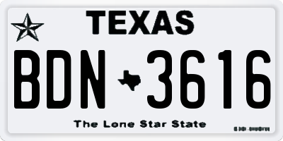 TX license plate BDN3616