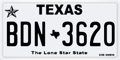 TX license plate BDN3620
