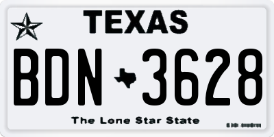 TX license plate BDN3628