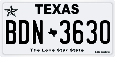 TX license plate BDN3630