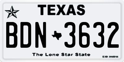 TX license plate BDN3632