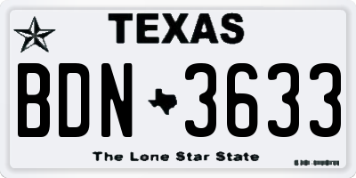 TX license plate BDN3633